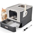 thumbnail image 1 of Enclosed Stainless Steel Cat Litter Box, XL Extra Large Cat Litter Box with Lid and Drawer Design for Indoor Cats, 1 of 11