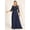 Navy, variant on Long Sleeve Scoop Neck Evening Formal Kos Couture Dress, Charcoal, 4XL