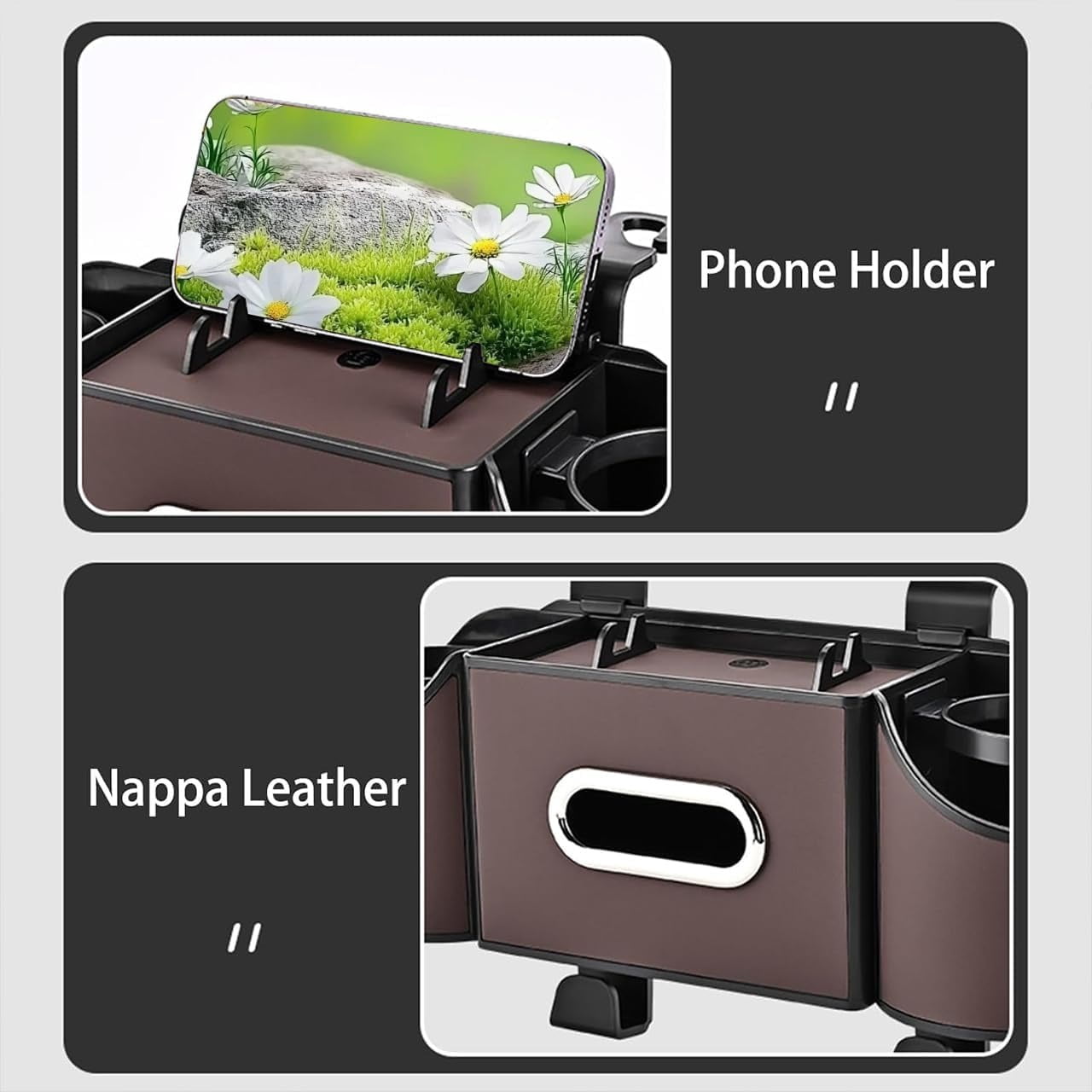 4-in-1 Back Seat Car Organizer with Multi-Pocket Storage & Cup Holders, Universal Fit Backseat Organizer for Travel & Daily Use, Black