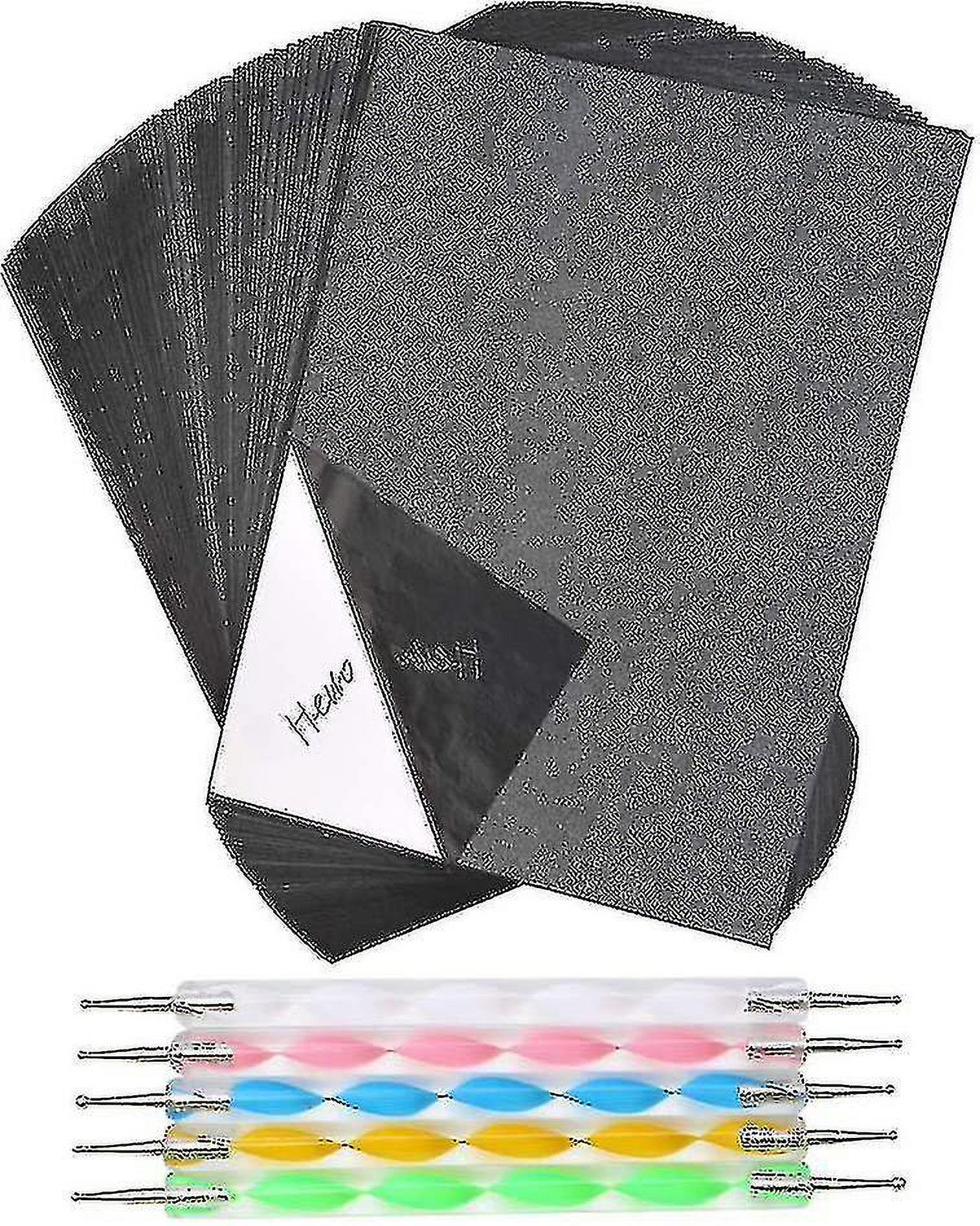 Papel De Carbón Negro A4 | 200 Hojas + 5 Lápices De Relieve | Para Transferir Diseños En Madera Y Tela
