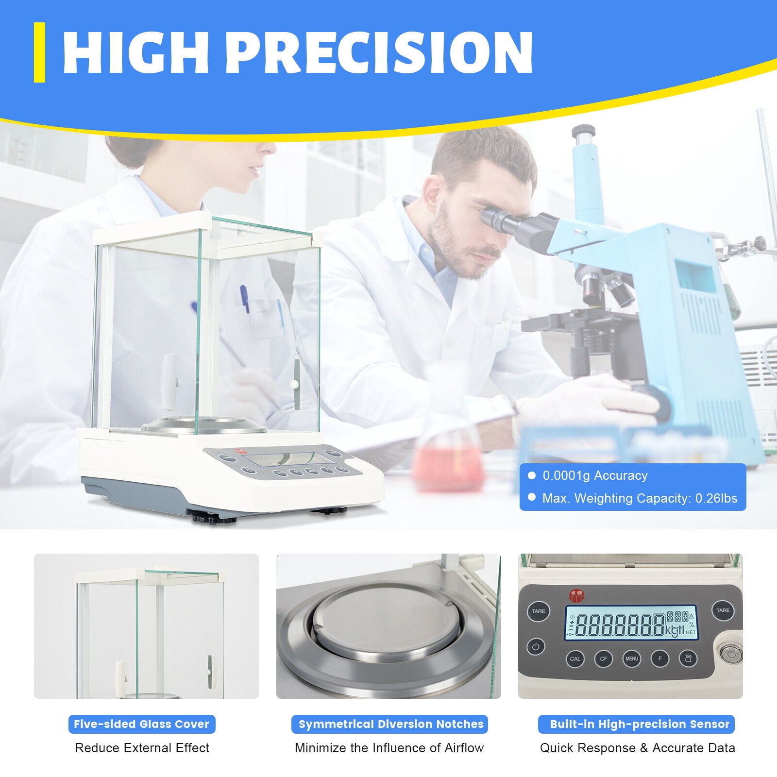 Electronic Analytical Balance 0.1 mg 120x0.0001 g Lab Digital Precision Scale 110V Analytical Balance 120 x 0.0001g 0.1mg Electronic Precision Scale W/Adapter