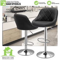 Model PU Leather Black Bar Stool Chair Adjustable Home Counter - Set of 2