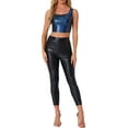 thumbnail image 3 of INSPIRE CHIC Women's Sleeveless Top U Neck Party Clubwear Holographic Shiny Metallic Crop Top M Dark Blue, 3 of 7