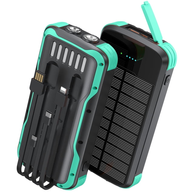Banco de Energía Solar SOXONO 40000mAh con Carga Rápida PD 20W Verde