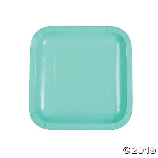 Fresh Mint Green Square Dessert Paper Plates