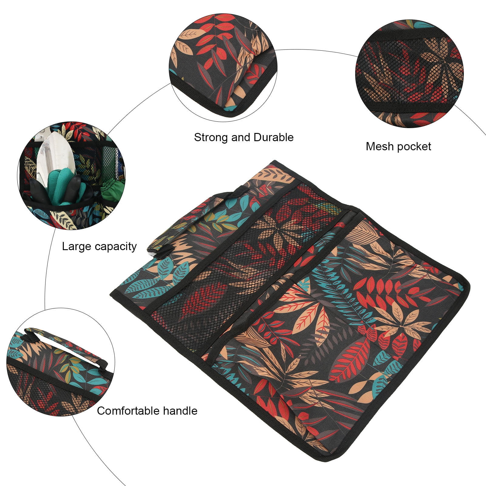 Garden Stools Pouch, Portable Garden Kneeler Tools Bag Large Capacity Red Leaves  For Patio