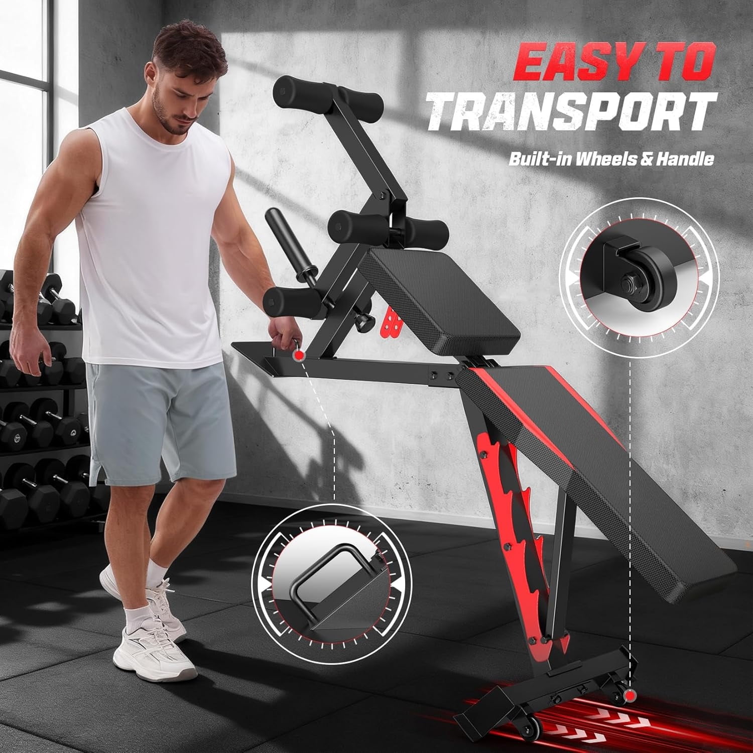 VIBESPARK 1200LBS Weight Bench, 5 Position Back Adjustable Workout Bench with Leg Developer, Multi-Purpose Utility Bench for Home Gym Strength Training, Flat/Incline/Decline Bench Press