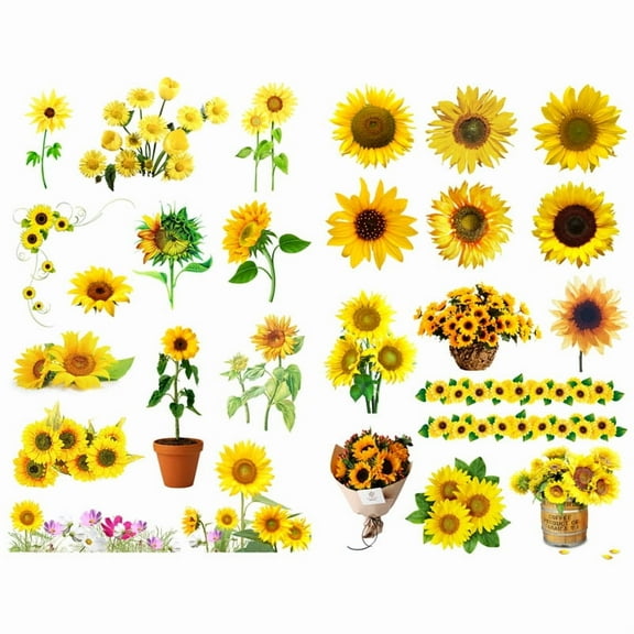 Yellow Sunflowers Aesthetic Diary Travel Journal Paper Stickers Scrapbooking Stationery