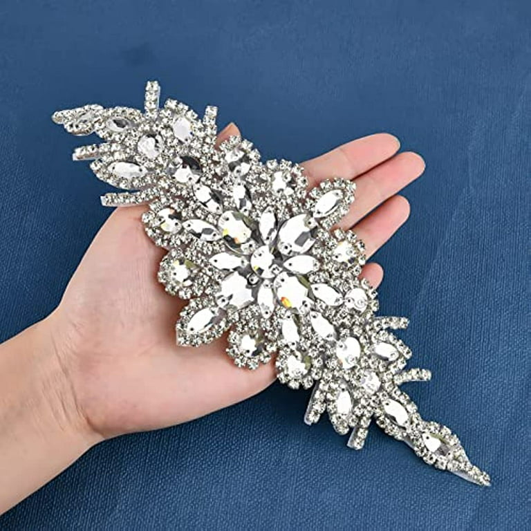 Rose Gold Silver Rhinestone Applique Iron Sew Wedding Applique Bridal  Accessorie
