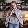 thumbnail image 4 of 2027 Heated Shawl Wraps for Women, USB Wearable Blanket, Soft Light Gray Portable Travel Blanket for Home, Office, Travel, 4 of 5