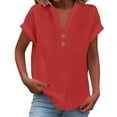thumbnail image 3 of Red Women's Short Sleeve T-shirt, Women'S Fashion Casual V Neck Down Short Sleeve Top T Shirt,Women's Short sleeve T-shirt 5XL, 3 of 9