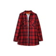 thumbnail image 4 of Seyurigaoka Winter Women Juniors Sherpa Wool Lining Shirt Long Sleeve Button-Down Plaid Blouses, 4 of 6