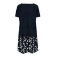 thumbnail image 4 of QLEICOM Womens Summer Floral Print Short Sleeve Sundress T-Shirt Dress Casual Loose Dress with Pocket Navy S, US Size:4, 4 of 4