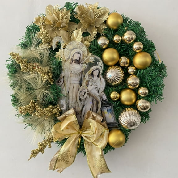 Gcvizuso Christmas Wreath, Christmas Wreaths for Front Door, Our Lady Of Wreath Christmas Wreath Bow Supplicate Wreath