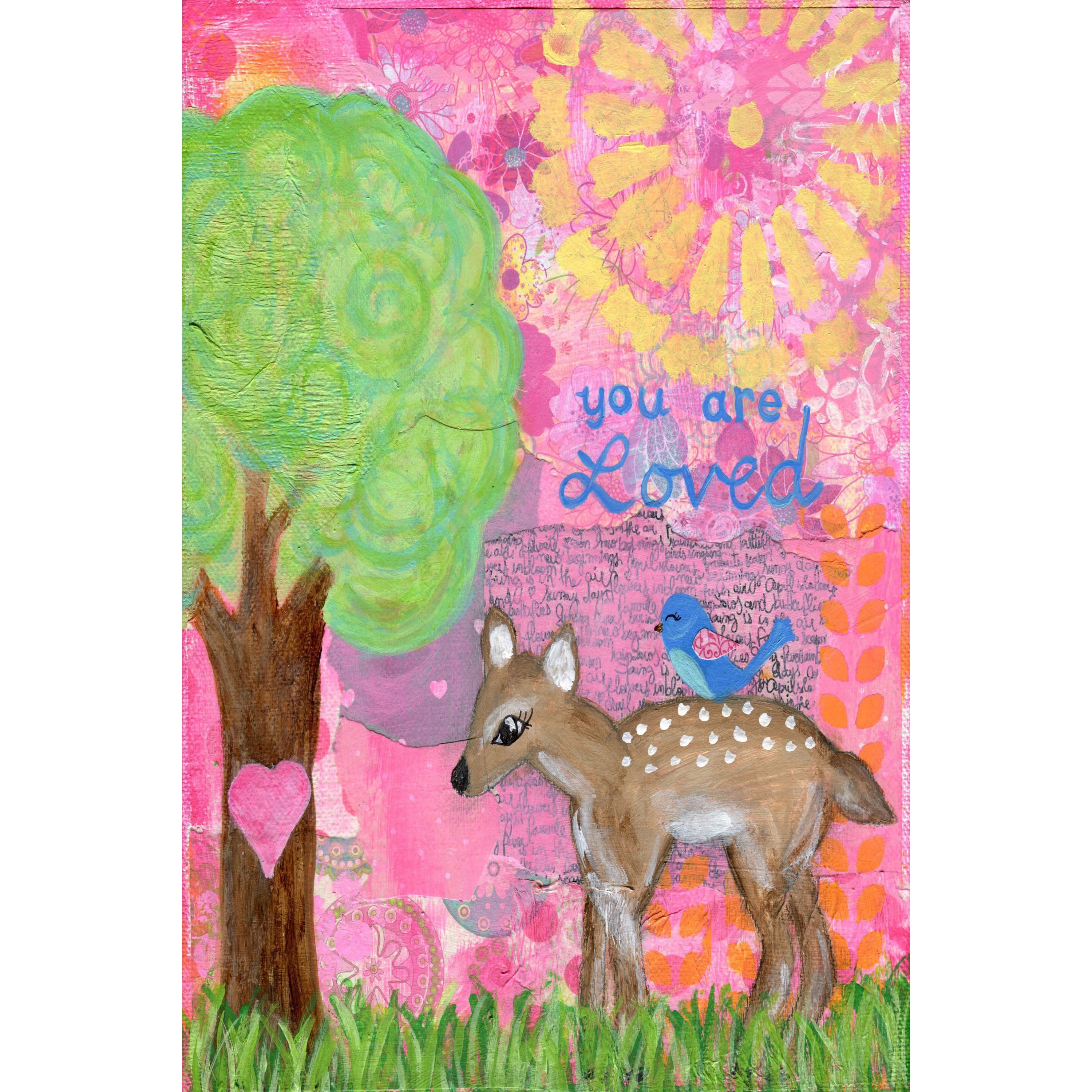 Marmont Hill "You Are Loved Fawn" by Jill Lambert Painting Print on Wrapped Canvas