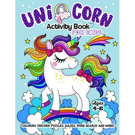 Crossword Puzzle Game Unicorn Activity Book for Kids Ages 4-8: Beautiful and Magical Unicorn Kid Workbook Game For Learning - Coloring, Crossword, Mazes, Word Search and More! (Paperback) ()