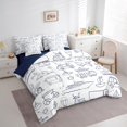 thumbnail image 3 of Feelyou Plane Aircraft Print Bedding Comforter Set 7pcs for Kids, White Car Train Truck Queen Bedding Sets, Cartoon Vehicle Theme Reversible Queen Sheet Sets, Microfiber Bedroom Decor, 3 of 8