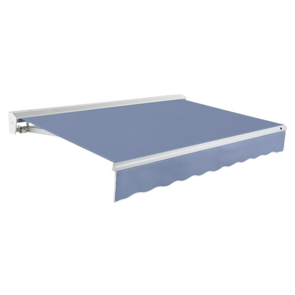 Awntech 8 Ft Destin Manual Heavy Duty Patio Retractable Awning with Protective Hood (96in x 10.38in x 78in), Dusty Blue