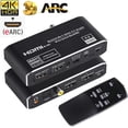thumbnail image 1 of eARC HDMI Audio Extractor Converter 4K@60Hz,2x1 HDMI 2.0 Audio Extractor Switch 2 Input 1 Output 18Gbps with 7.1CH Atmos/eARC/ARC/Toslink/Coaxial/ 3.5mm Audio Out HDCP 2.2 DTS HDR, 1 of 6