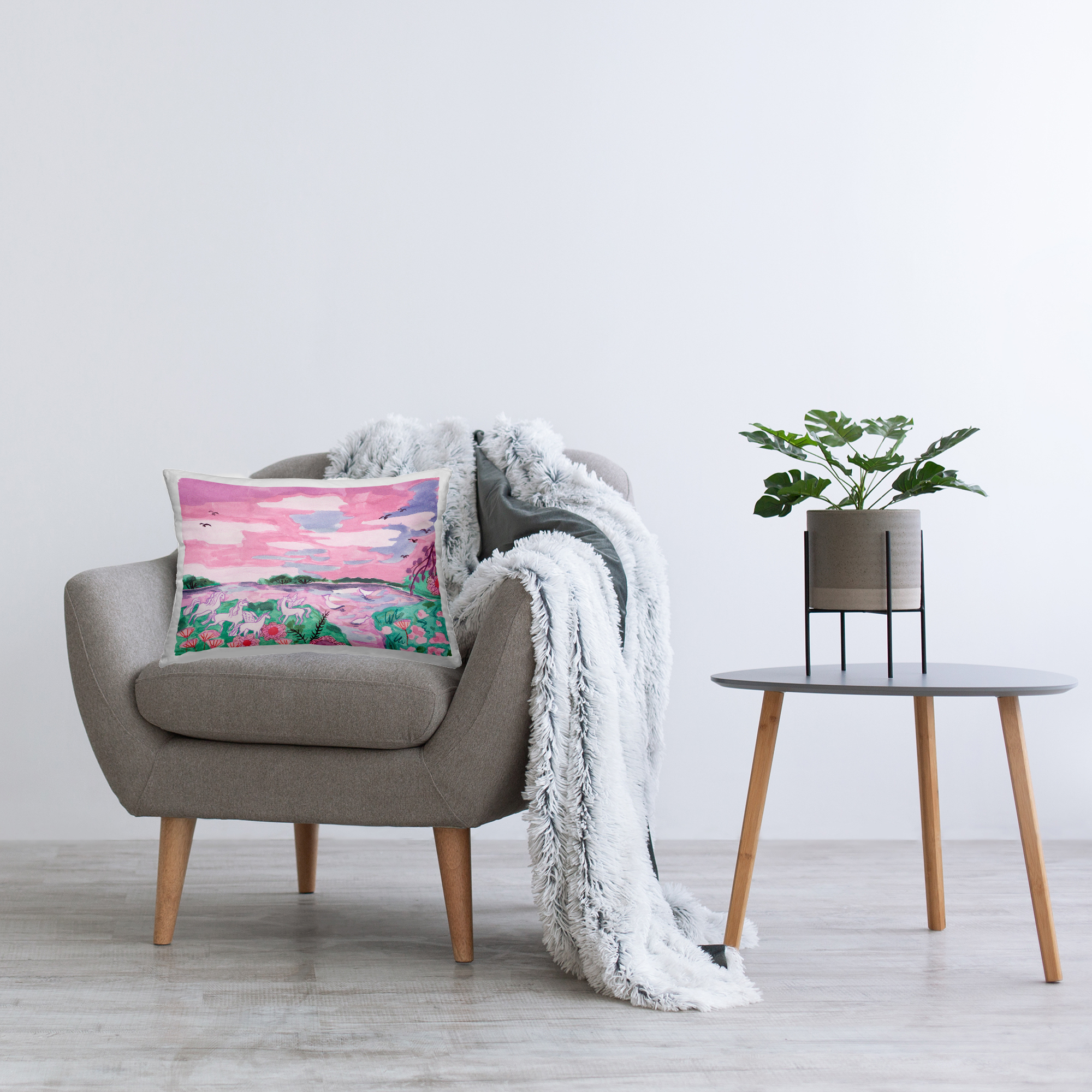 Stupell Industries Pastel Unicorns Landscape Decorative Printed Throw Pillow Design by Melissa Wang .