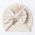 thumbnail image 4 of Gtoiithly Warm Plush Knit Baby Beanie Turban, Stretchy Fuzzy Bow Hat, Comfortable Toddler Cap for Fall Winter Khaki 0-24 Months, 4 of 5