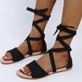 thumbnail image 4 of Zapatos romanos de punta abierta estilo hada de verano, zapatos casuales playeros, sandalias con cordones para mujer, 4 of 5
