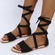 thumbnail image 4 of Zapatos romanos de punta abierta estilo hada de verano, zapatos casuales playeros, sandalias con cordones para mujer, 4 of 5