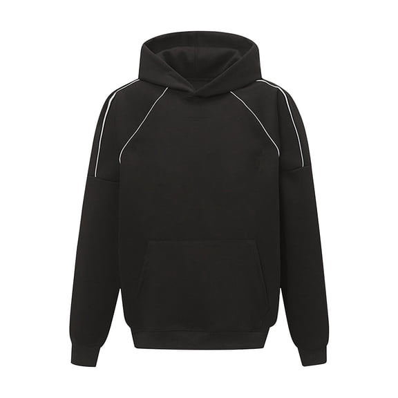 Tawop Mens Hoodies Pullover Solid Color Casual Multiple Pockets Sports Ditness Training Long Sleeve Hoodies Sweatshirt, Black Hoodie