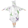 thumbnail image 2 of FORMRS Wearable Blanket Hoodie with Sleeves for Kids Cozy Flannel Sweatshirt, Purple Birds, 2 of 7