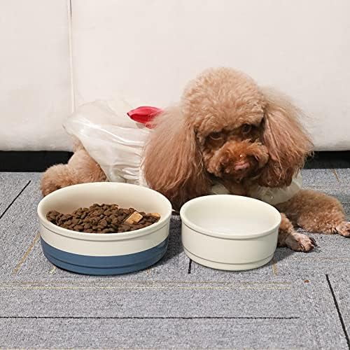 Ceramic Dog Bowls, Dog Food Dish for Large Dogs and Cat, Heavy Duty Porcelain Pet Bowl for Canned Food and Water 78 Fl Oz （Fog Blue）