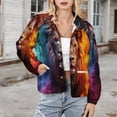thumbnail image 3 of Jackets for Women Winter Coat Jackets Flannel Stand Collar Jacket(Colorful Lion Flame Art,Size:S-4XL), 3 of 7