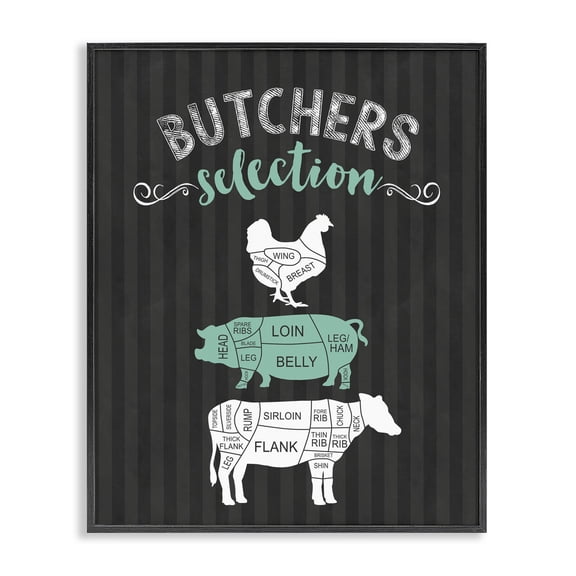 Butchers Selection Black & Green Black Framed Giclee Art, design by Lettered and Lined