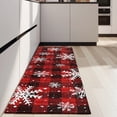 thumbnail image 4 of Red and Black Christmas Snowflake Pattern Kitchen Rug Mat,Kitchen Runner Rugs Non Skid Washable,Decorative Kitchen Floor Mats for Kitchen,Sink,Laundry,17"X47", 4 of 5