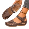 thumbnail image 4 of Women's Hollow Wedge Sandals Casual Summer Shoes,Fashion Comfortable Platform Design Breathable Outdoor Beach Vacation Daily Walking Footwear Brown 6, 4 of 9