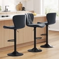 thumbnail image 1 of Hawsaiy Modern Bar Stools Set of 3, Adjustable Faux Leather Upholstered Swivel Bar Stools, Counter Height Bar Chairs with Back for Kitchen Island, Dark Gray, 1 of 10