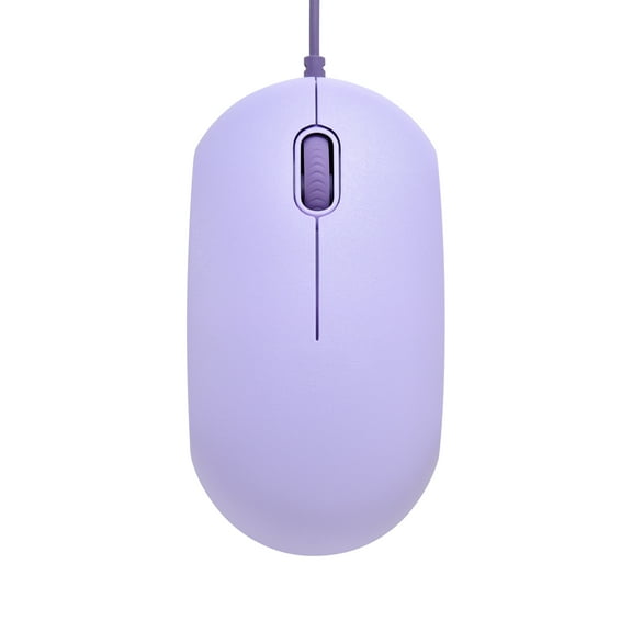 onn. USB Optical Ambidextrous Mouse, attached USB cable 6 ft (1.8 m) , Lavender