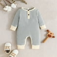 thumbnail image 2 of Otqutp 0-18 Months Baby Boys Girls Long Sleeve Winter Cute Fashion Prints Jumpsuit Romper Footed Pajamas Warm Spring Outfit Clothes(Grey-2,0-3 Months), 2 of 7