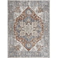thumbnail image 3 of BoutiqueRugs Erna Farmhouse Area Rug - Machine Washable - Rust, Dark Blue, Light Blue - 6'7" Round, 3 of 19