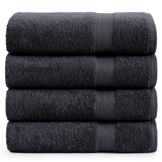 Juego de toallas de baño LANE LINEN, 100% algodón, 4 unidades, 35 x 66 cm, color negro
