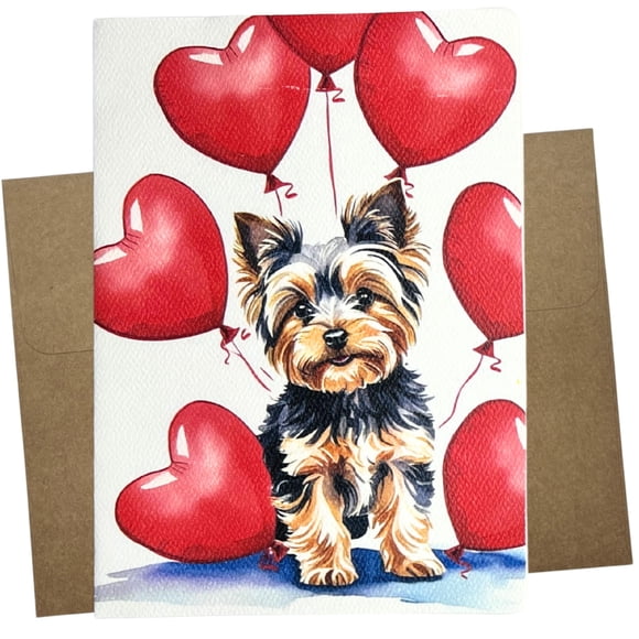 Tarjeta de Felicitación Whitman and Daughter Yorkie 5x7" San Valentín