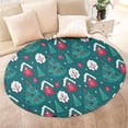thumbnail image 4 of Dark Teal Christmas Village Pattern Round Blanket,Comfortable Soft Flannel Throw Blanket,All Season,Warm Lightweight Blankets for Sofa Bed Couch Living Room Chair 47"x47", 4 of 5