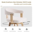 thumbnail image 2 of Joyyskill Swivel Bar Stools Set of 6, 26” Wood Counter Height Barstools with Curved Back, Mid Century Modern Boucle Upholstered Bar Chairs, Natural Oak/White, 2 of 6