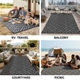 thumbnail image 2 of LUOVEN 8x10 Waterproof Outdoor Rug Reversible Plastic Straw Patio Carpet for Deck, RV, Camping, Backyard, Porch, Garden, Black & Grey, 2 of 8