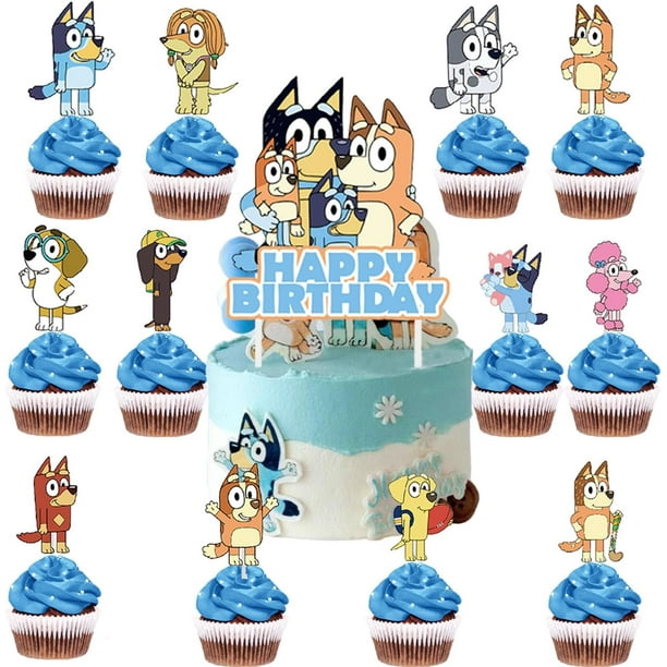 25PCS Cake Cupcake Topper Decorations Cartoon Dog Happy Birthday Party Supplies