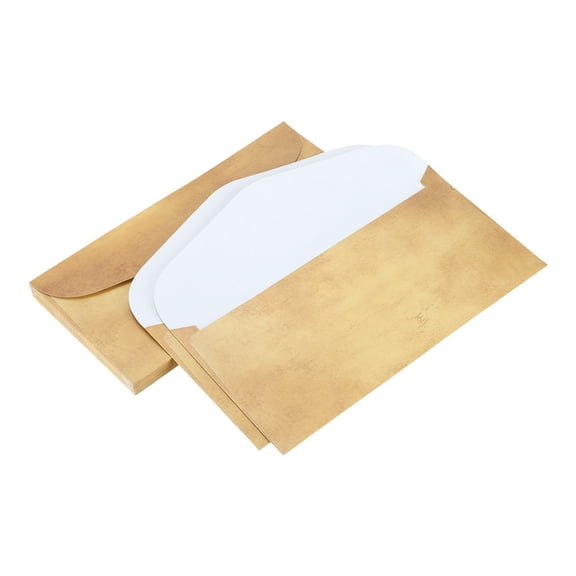 25 Packs Envelopes Vintage Stationery Aged Paper Deep Yellow Stationery Old Fashion Paper -8.7x4 Inch