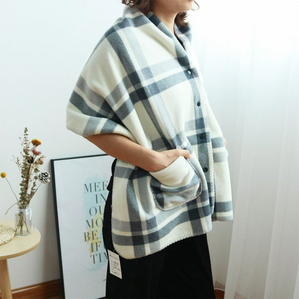 Pocket Model Fleece Cover Blanket Facecloth Shawl Blanket Office Home Multifunctional Shawl Bucket Blanket Cape
