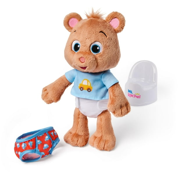Osito de peluche para niños pequeños Ms. Rachel Bean a la hora de ir al baño, 28 cm con inodoro