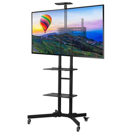 Wooden Flat Screen Tv Stands Adjustable TV Cart Rolling TV Stand with Mount Plasma LCD LED Flat Screen Panel w/ Wheels for 32-70