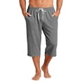 thumbnail image 3 of Nokdvo Men's Long Shorts Elastic Waist Drawstring Capri Shorts with Pockets Wide Leg Stretch Joggers Below Knee Breathable Loose Fit Athletic Casual Pant,Dark Gray M, 3 of 6