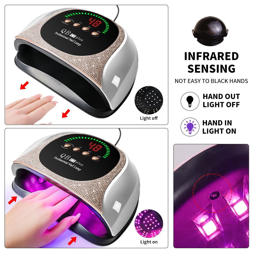 Professional UV LED Nail Lamp, LIMEGIRL Nail Dryer for Gel Polish, 4 Timers UV Nail Lamp Professional Nail Light,57Pcs Lamp Beads and Automatic Sensor